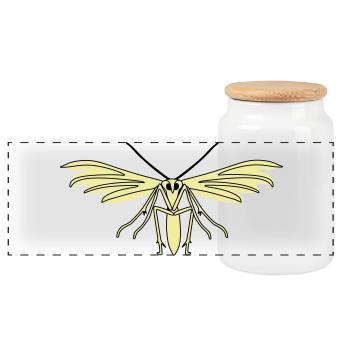 Feather moth - Panoramic Cookie Jar with Wooden Lid - white - Front