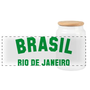 RIO DE JANEIRO, BRÉSIL - Boîte à biscuits avec couvercle en bois - blanc - Devant