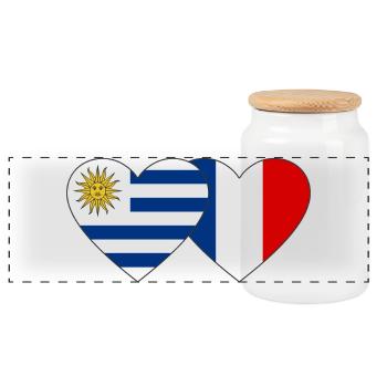 Uruguay Frankreich Herz Flagge - Panorama Keksdose mit Holzdeckel - Weiß - Vorne