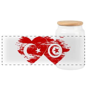 Türkei Tunesien Flagge Herz used - Panorama Keksdose mit Holzdeckel - Weiß - Vorne