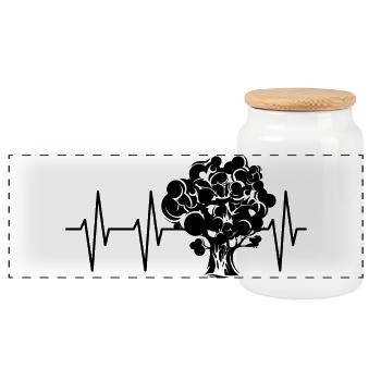 Herzschlag Puls Baum Wald Illustration Logo icon - Panorama Keksdose mit Holzdeckel - Weiß - Vorne