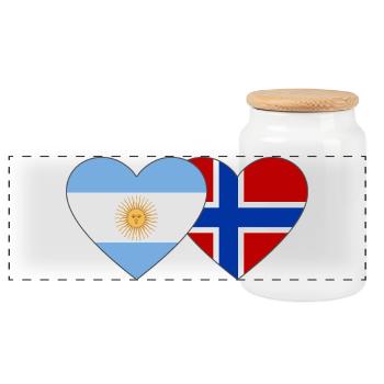 Argentine Norvège Drapeau Coeur - Boîte à biscuits avec couvercle en bois - blanc - Devant