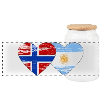 Norvège Argentine Drapeau utilisé - Boîte à biscuits avec couvercle en bois - blanc - Devant