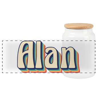 Alan t-shirt rétro vintage t-shirt idée cadeau - Boîte à biscuits avec couvercle en bois - blanc - Devant