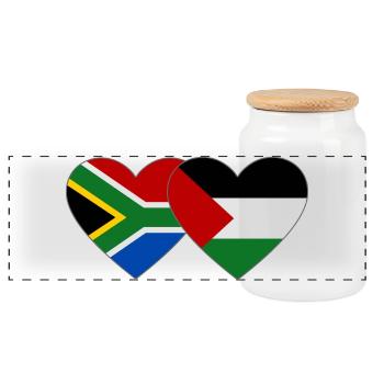 Afrique du Sud Palestine drapeau coeur - Boîte à biscuits avec couvercle en bois - blanc - Devant