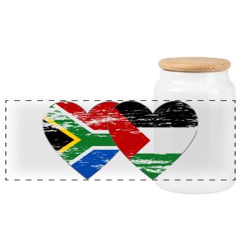Afrique du Sud Palestine drapeau coeur utilisé - Boîte à biscuits avec couvercle en bois - blanc - Devant