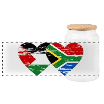Palestine Afrique du Sud drapeau coeur utilisé - Boîte à biscuits avec couvercle en bois - blanc - Devant