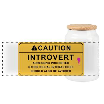 Caution Introvert - Panorama Keksdose mit Holzdeckel - Weiß - Vorne
