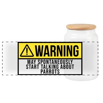 Parrot - Panoramic Cookie Jar with Wooden Lid - white - Front