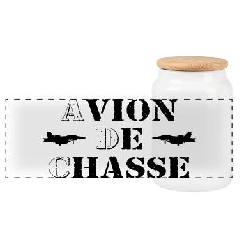 Avion de Chasse - Boîte à biscuits avec couvercle en bois - blanc - Devant