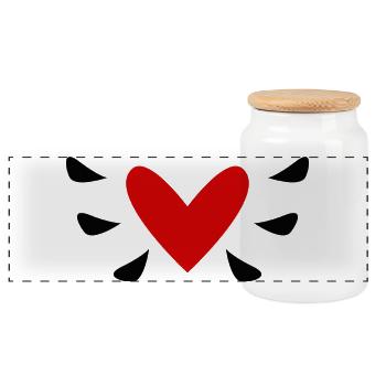 MOM. MOTHER'S DAY. HEART. FEAST. HAPPY BIRTHDAY - Panoramic Cookie Jar with Wooden Lid - white - Front