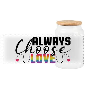 LGBT Pride Month - Love is Love - Panoramic Cookie Jar with Wooden Lid - white - Front
