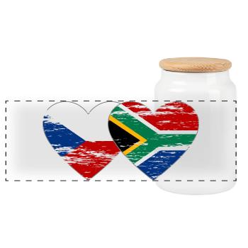 République tchèque Afrique du Sud drapeau coeur utilisé - Boîte à biscuits avec couvercle en bois - blanc - Devant