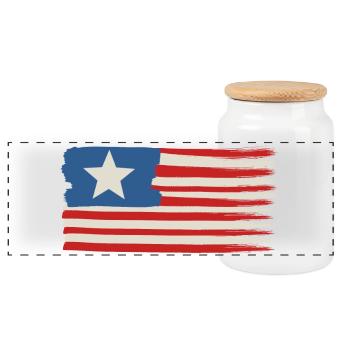 Une étoile Drapeau des États-Unis - Boîte à biscuits avec couvercle en bois - blanc - Devant