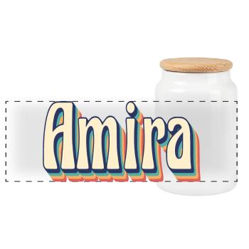 Amira t-shirt rétro t-shirt vintage - Boîte à biscuits avec couvercle en bois - blanc - Devant