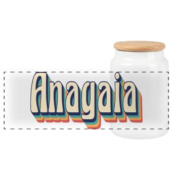 Vintage retro Anagaia tshirt t-shirt gift idea - Panoramic Cookie Jar with Wooden Lid - white - Front