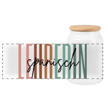Lehrerin Spanisch Spanischlehrerin Geschenk - Panorama Keksdose mit Holzdeckel - Weiß - Vorne