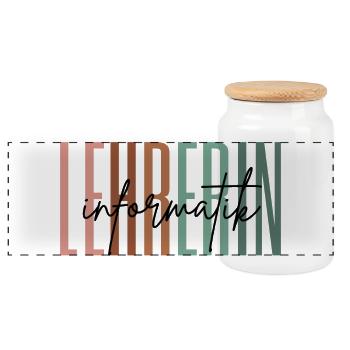 Lehrerin Informatik Informatiklehrerin Geschenk - Panorama Keksdose mit Holzdeckel - Weiß - Vorne