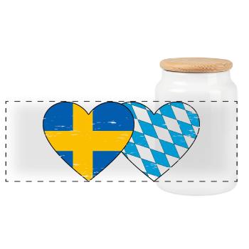 Suède Bavière Drapeau Coeur Utilisé - Boîte à biscuits avec couvercle en bois - blanc - Devant