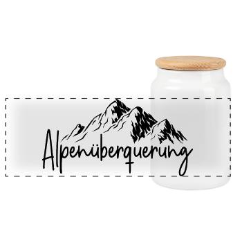 Alpenüberquerung - Panorama Keksdose mit Holzdeckel - Weiß - Vorne