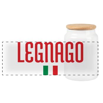 Drapeau de Legnago-Italie - Boîte à biscuits avec couvercle en bois - blanc - Devant