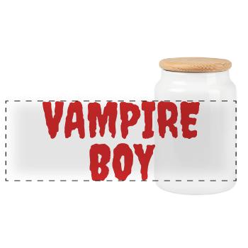 Vampire Boy Teen T-Shirt Design - Panoramic Cookie Jar with Wooden Lid - white - Front