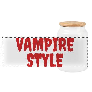 Vampire Style Playful Graphic Design - Panoramic Cookie Jar with Wooden Lid - white - Front