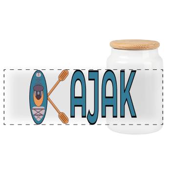 KAYAK WATER SPORTS - Panoramic Cookie Jar with Wooden Lid - white - Front