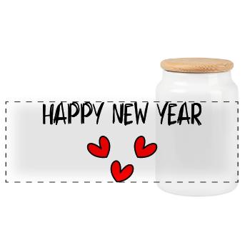 ALLES GUTE ZUM NEUEN JAHR. SILVESTER. BESTE WÜNSCHE - Panorama Keksdose mit Holzdeckel - Weiß - Vorne