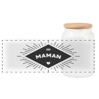Maman d'Amour - Mother's Day - Panoramic Cookie Jar with Wooden Lid - white - Front