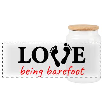 love being barefoot Version 2 - love to be barefoot - Panoramic Cookie Jar with Wooden Lid - white - Front