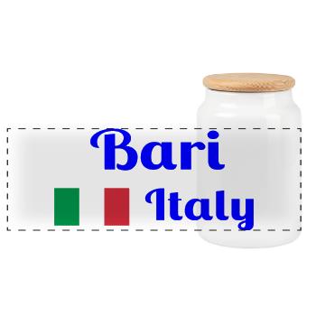 Bari Italia - Stilvolle Drucke - Panorama Keksdose mit Holzdeckel - Weiß - Vorne