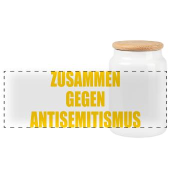 zusammen gegen antisemitismus - Panorama Keksdose mit Holzdeckel - Weiß - Vorne