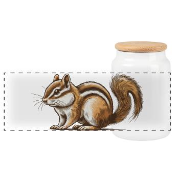 Chipmunk - Panoramic Cookie Jar with Wooden Lid - white - Front