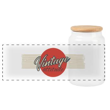 Vintage attitude - Panoramic Cookie Jar with Wooden Lid - white - Front