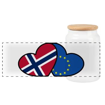 Norway <3 EU - Panoramic Cookie Jar with Wooden Lid - white - Front