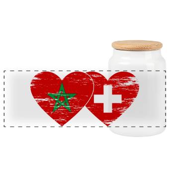 Maroc Suisse Drapeau Coeur utilisé - Boîte à biscuits avec couvercle en bois - blanc - Devant