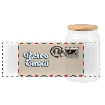 Retro-Emaille - Panorama Keksdose mit Holzdeckel - Weiß - Vorne