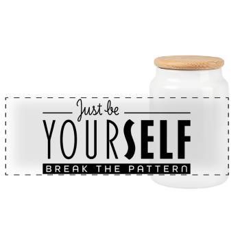 Soyez simplement vous-même et brisez le schéma - Boîte à biscuits avec couvercle en bois - blanc - Devant