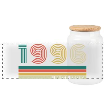 30 Years 1996 Vintage Retro Birthday - Panoramic Cookie Jar with Wooden Lid - white - Front