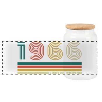 60 Years 1966 Vintage Retro Anniversary - Panoramic Cookie Jar with Wooden Lid - white - Front