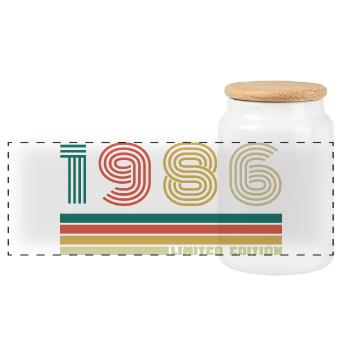 40 Jahre 1986 Vintage Retro Geburtstagsgeschenk - Panorama Keksdose mit Holzdeckel - Weiß - Vorne