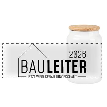 Construction Manager 2026 - now it's time to take a close look - Panoramic Cookie Jar with Wooden Lid - white - Front
