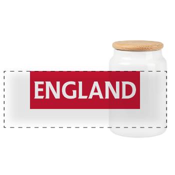 England City Skyline with Lens Effect - Panoramic Cookie Jar with Wooden Lid - white - Front