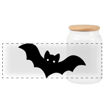 Bat - Panoramic Cookie Jar with Wooden Lid - white - Front
