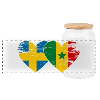 Schweden Senegal Flagge Herz used - Panorama Keksdose mit Holzdeckel - Weiß - Vorne