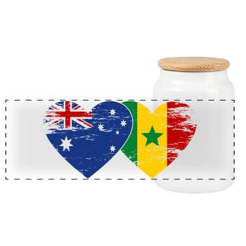 Australien Senegal Flagge Herz - Panorama Keksdose mit Holzdeckel - Weiß - Vorne