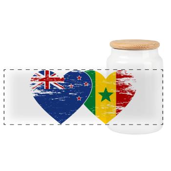 Nouvelle-Zélande Sénégal Drapeau Coeur - Boîte à biscuits avec couvercle en bois - blanc - Devant
