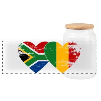 Afrique du Sud Mali Drapeau Coeur Utilisé - Boîte à biscuits avec couvercle en bois - blanc - Devant