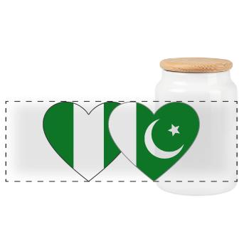 Nigeria Pakistan Drapeau Coeur - Boîte à biscuits avec couvercle en bois - blanc - Devant